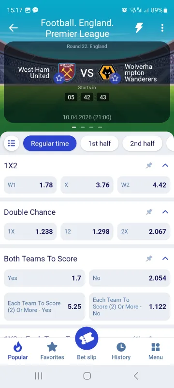Betting options on Paripesa